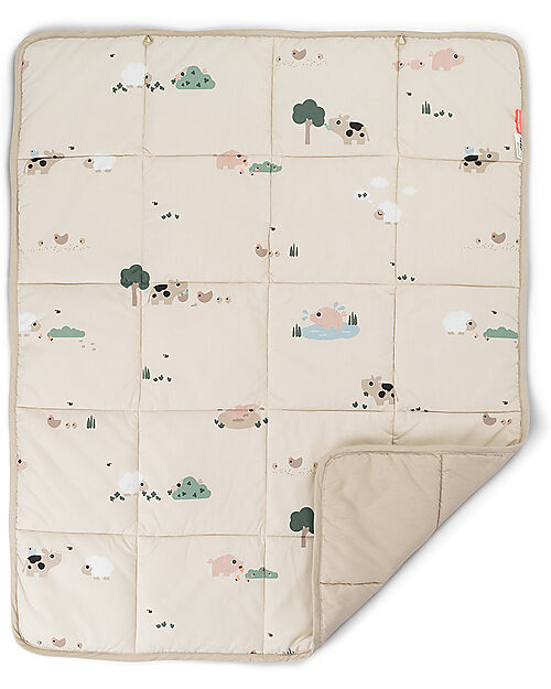 Done By Deer Padded Play Mat - Tiny Farm - Sand - 80x100 cm Padded Playmats