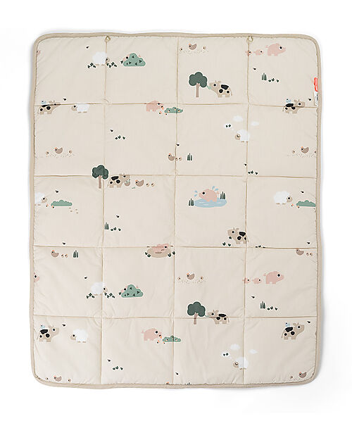 Done By Deer Padded Play Mat - Tiny Farm - Sand - 80x100 cm Padded Playmats