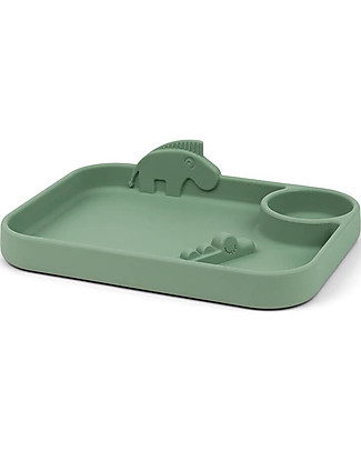 Done By Deer Peekaboo Compartments Plate - Croco and Zeebe - Green - 100% Food Grade Silicone Meal Sets