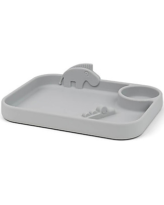 Done By Deer Peekaboo Compartments Plate - Croco and Zeebe - Grey - 100% Food Grade Silicone Meal Sets