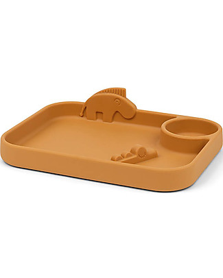 Done By Deer Peekaboo Compartments Plate - Croco and Zeebe - Mustard - 100% Food Grade Silicone Meal Sets