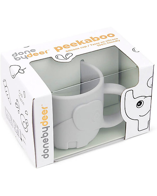 Done By Deer Peekaboo Cup - Elphee - Grey - 100% Food Grade Silicone - 165ml Cups