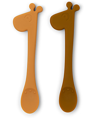 Done By Deer Peekaboo Feeding Spoon 2 Pcs Set - Raffi Mustard Spoons, Cutlery & Chopsticks