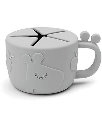 Done By Deer Peekaboo Snack Cup - Raffi - Grey - 100% Food Grade Silicone Beakers