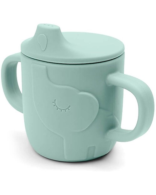 Done By Deer Peekaboo Spout Cup - Elphee - Blue - 100% Food Grade Silicone - Double Handle Cups