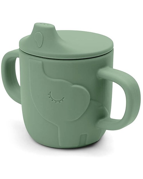 Done By Deer Peekaboo Spout Cup - Elphee - Green - 100% Food Grade Silicone - Double Handle Cups