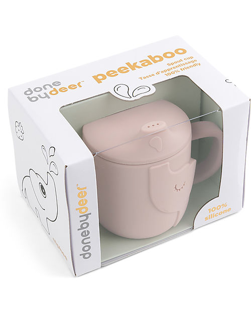 Done By Deer Peekaboo Spout Cup - Elphee - Powder - 100% Food Grade Silicone - Double Handle Cups