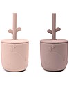 Done By Deer Peekaboo Straw Cup set of 2 - Wally - Powder - 100% Food Grade Silicone Beakers