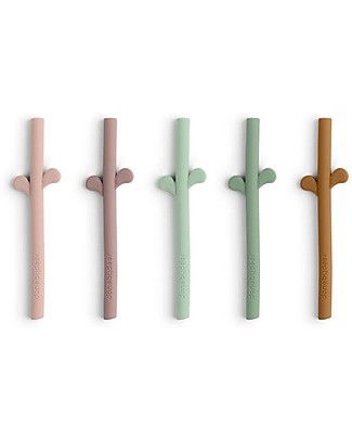 Done By Deer Peekaboo Straw - Set of 5 - Water Droplets - Powder Mix - Food Grade Silicone Cutlery