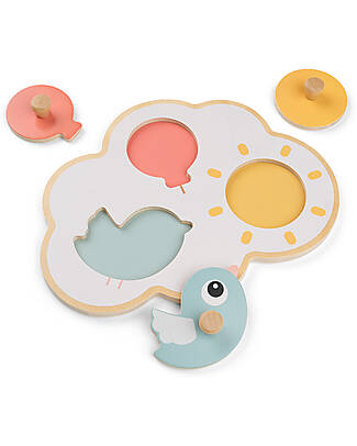 Done By Deer Peg Puzzle - Happy Clouds - 12m+ Wooden Stacking Toys