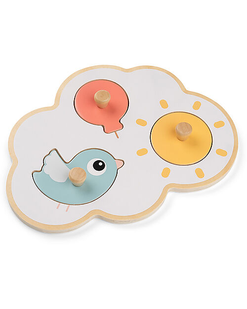 Done By Deer Peg Puzzle - Happy Clouds - 12m+ Wooden Stacking Toys