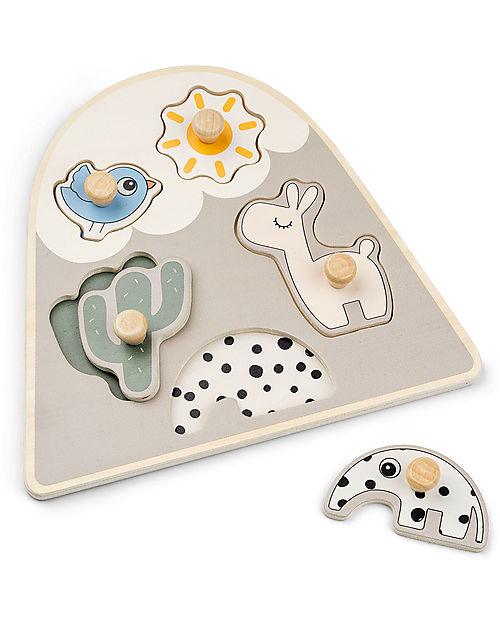 Done By Deer Peg Puzzle - Lalee - Sand - 20 x 18 cm - in Wood - 12m+ Wooden Stacking Toys