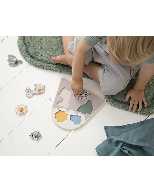 Done By Deer Peg Puzzle - Lalee - Sand - 20 x 18 cm - in Wood - 12m+ Wooden Stacking Toys