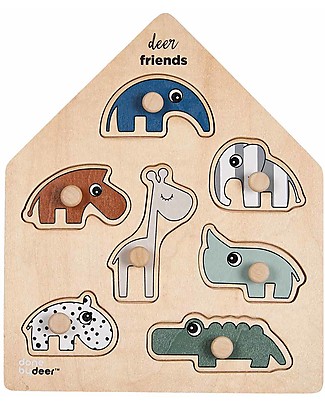 Done By Deer Peg Wooden Puzzle, Deer Friends - From12 Months Wooden Stacking Toys