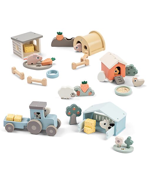 Done By Deer Piglet Interlocking Game - Tiny Farm - +2 anni Wooden Stacking Toys