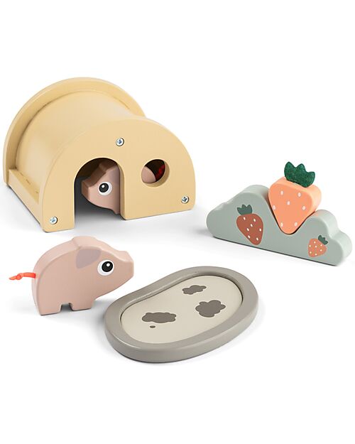 Done By Deer Piglet Interlocking Game - Tiny Farm - +2 anni Wooden Stacking Toys