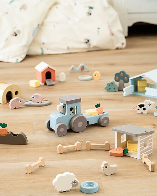 Done By Deer Piglet Interlocking Game - Tiny Farm - +2 anni Wooden Stacking Toys