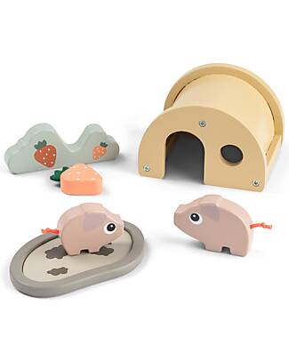 Done By Deer Piglet Interlocking Game - Tiny Farm - from 2 years old Wooden Stacking Toys