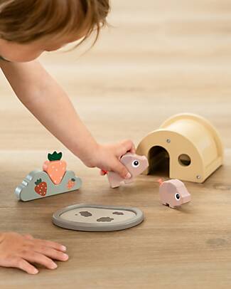 Done By Deer Piglet Interlocking Game - Tiny Farm - from 2 years old Wooden Stacking Toys