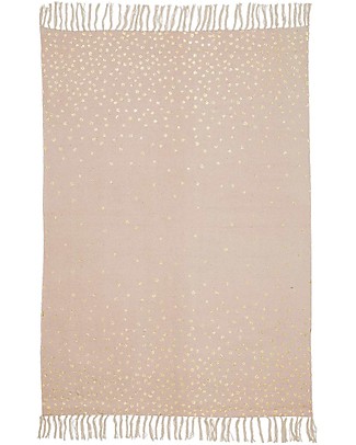 Done By Deer Polka Dots Rug with Fringes, Powder/Gold - 90x120 cm - 100% cotton Carpets