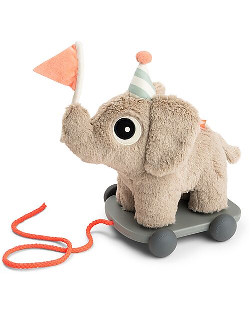 Done By Deer Pull Along 2-in-1 Toy Elphee - Sand - Use it with the Wagon or as Soft Toy! - 12m+ Pull Toys