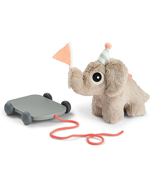 Done By Deer Pull Along 2-in-1 Toy Elphee - Sand - Use it with the Wagon or as Soft Toy! - 12m+ Pull Toys