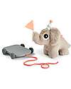 Done By Deer Pull Along 2-in-1 Toy Elphee - Sand - Use it with the Wagon or as Soft Toy! - 12m+ Pull Toys
