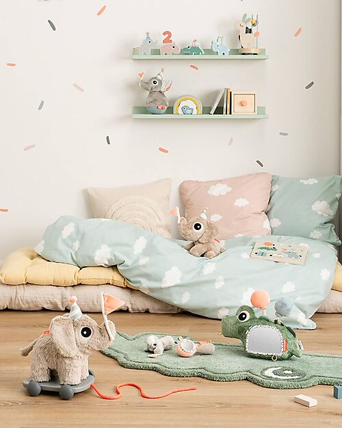 Done By Deer Pull Along 2-in-1 Toy Elphee - Sand - Use it with the Wagon or as Soft Toy! - 12m+ Pull Toys