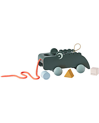 Done By Deer Pull Along Sorting Box Croco, Green Pull Toys