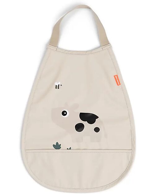 Done By Deer Pull Over Bib - Waterproof with Pocket - Tiny Farm - Sand Pullover Bibs