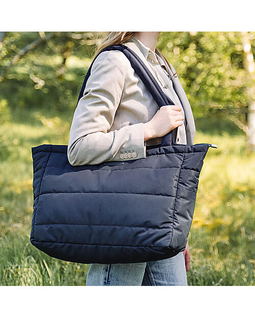 Done By Deer Quilted Changing Tote Bag - Black - Made with Recycled Plastic Bottles Diaper Changing Bags