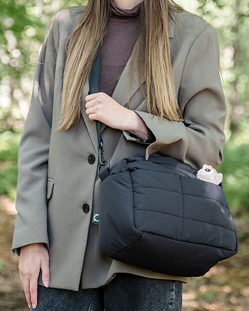 Done By Deer Quilted Stroller Change Bag - Black - 12 L - Made from Recycled Plastic Bottles Organize and Bags