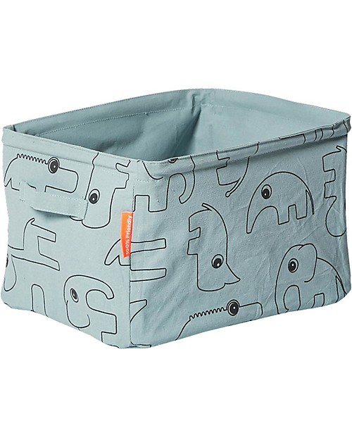 Done By Deer Reversible Soft Storage Basket with Handles, Blue - Cotton Toy Storage Boxes