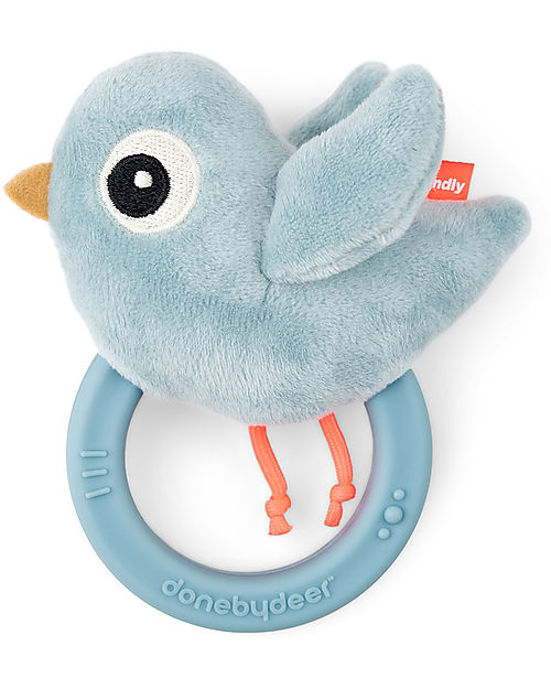 Done By Deer Sensory Rattle with Teether - 11 x 9,5 x 3,5 cm - Birdee - Light Blue - 0+ Rattles