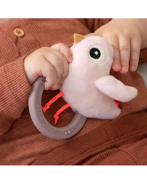 Done By Deer Sensory Rattle with Teether - 11 x 9,5 x 3,5 cm - Birdee - Powder - 0+ Rattles
