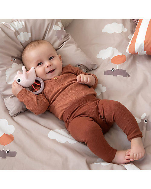 Done By Deer Sensory Rattle with Teether - 11 x 9,5 x 3,5 cm - Birdee - Powder - 0+ Rattles