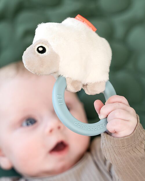 Done By Deer Sensory Rattle With Teether - Sheepy - Blue - 0+ Teethers