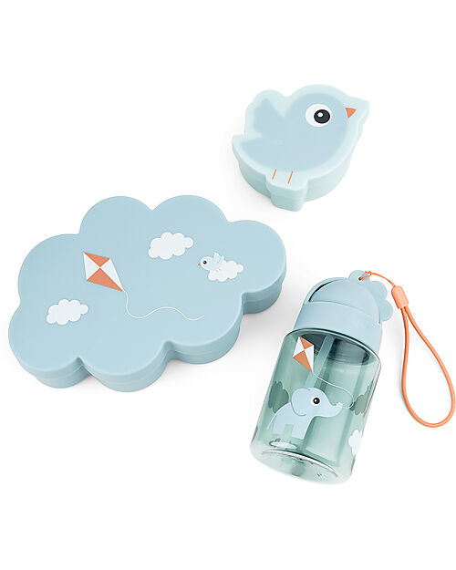 Done By Deer Set Lunch & Snack Box & Straw Bottle - Blue - Perfect for kindergarten and outdoor adventures Meal Sets