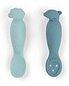 Done By Deer Set of 2 Learning Silicone Spoons - Tiny Farm - Blue Cutlery