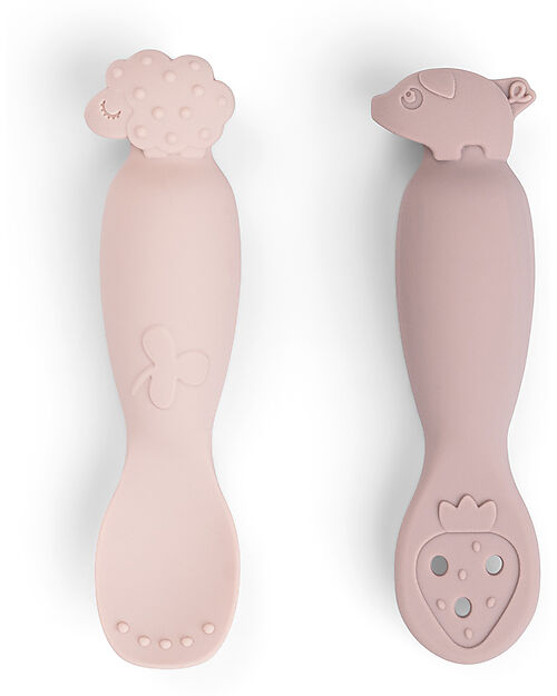Done By Deer Set of 2 Learning Silicone Spoons - Tiny Farm - Powder Cutlery