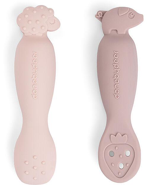 Done By Deer Set of 2 Learning Silicone Spoons - Tiny Farm - Powder Cutlery