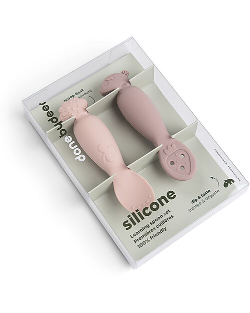 Done By Deer Set of 2 Learning Silicone Spoons - Tiny Farm - Powder Cutlery