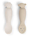 Done By Deer Set of 2 Learning Silicone Spoons - Tiny Farm - Sand Cutlery