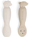 Done By Deer Set of 2 Learning Silicone Spoons - Tiny Farm - Sand Cutlery