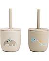 Done By Deer Set of 2 Straw Cup 120 ml - Celebration - Sand - 100% Food Grade Silicone - 12m+ Beakers
