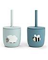 Done By Deer Set of 2 Straw Cup 120 ml - Tiny Farm - Blue - 100% Food Grade Silicone - 12m+ Cups