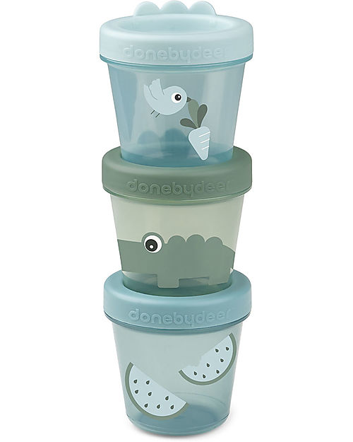 Done By Deer Set of 3 Baby Food Containers - Croco - Green Snack Boxes