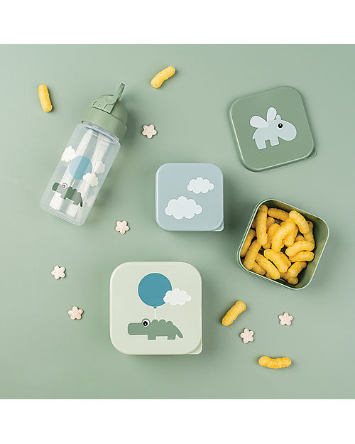 Done By Deer Set of 3 Snack Box - Happy Clouds - Green Snack Boxes