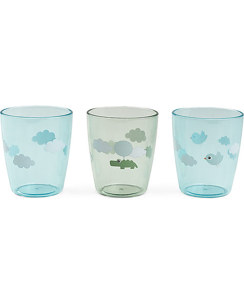 Done By Deer Set of 3 Yummy Mini Glasses - Happy Clouds - Green Beakers
