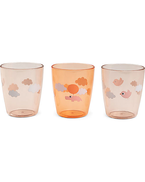 Done By Deer Set of 3 Yummy Mini Glasses - Happy Clouds - Papaya Beakers